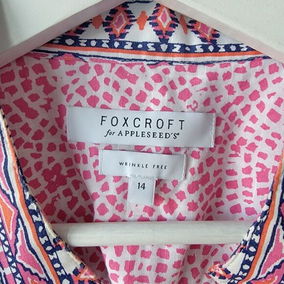 foxcroft for appleseeds Tunic top womens size 14 wrinkle-free popover 3/4 sleeve - Picture 7 of 8